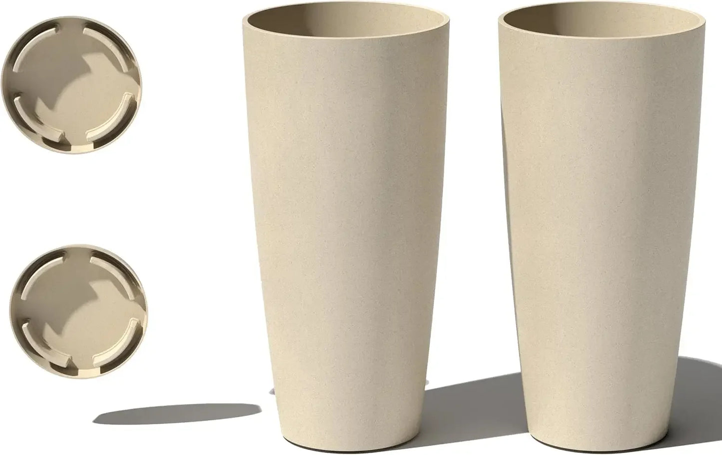 Round Plastic Stone Planter With Drainage Holes Indoors Outdoors