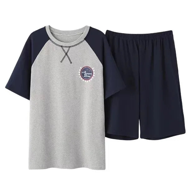 Cotton Men's Pajama Top And Bottom Set