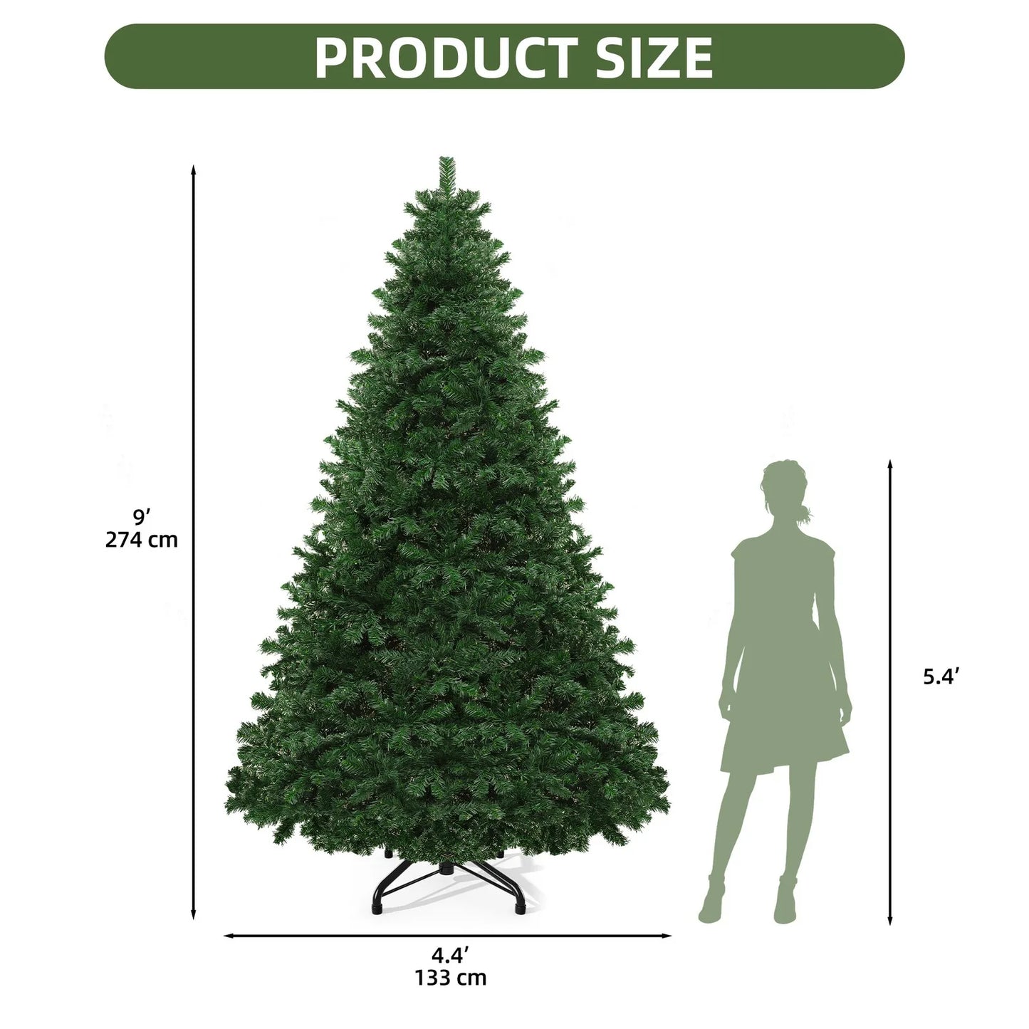 Artificial Pine Christmas Tree With Foldable Base And Metal Hinges
