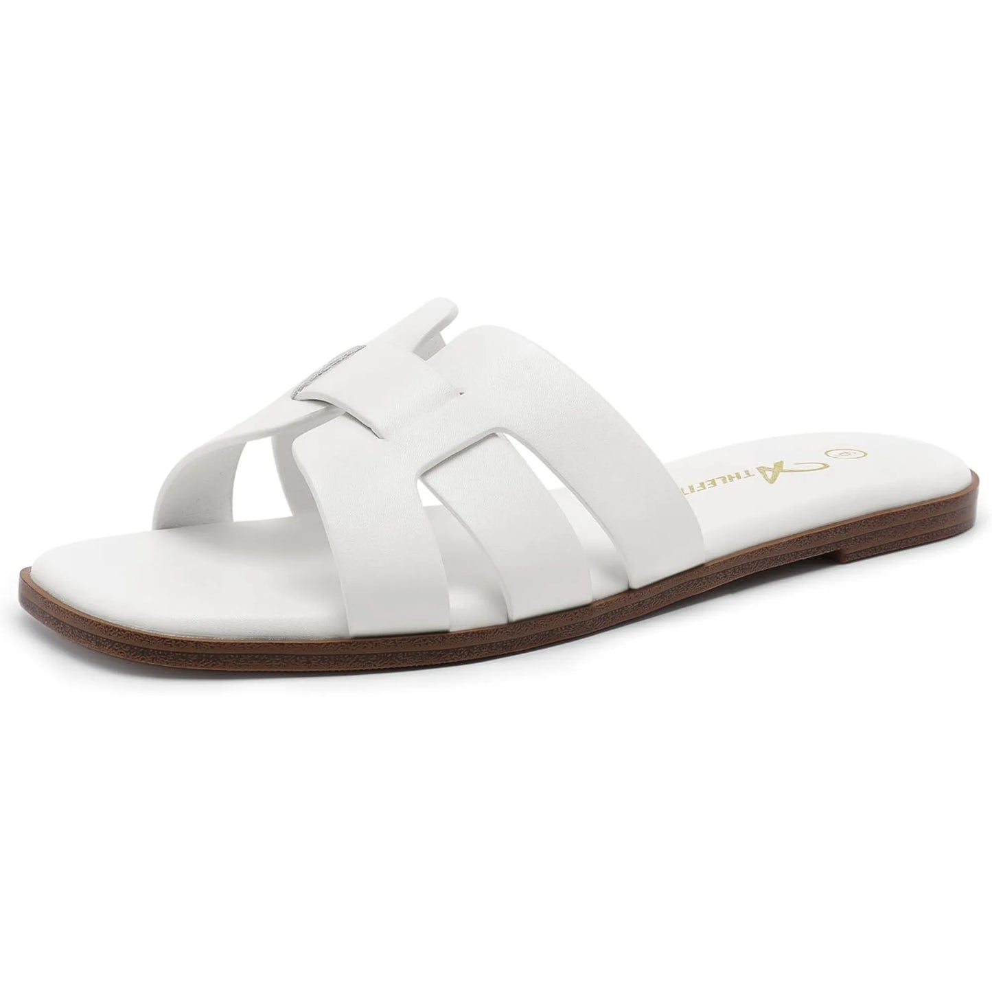NONECN Flat Leather Slip-On Sandals For Summer Comfort
