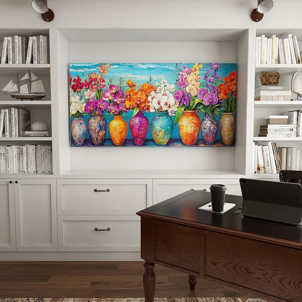 Hign-concerned Pine Wood Frame Canvas Wall Art For Living Room