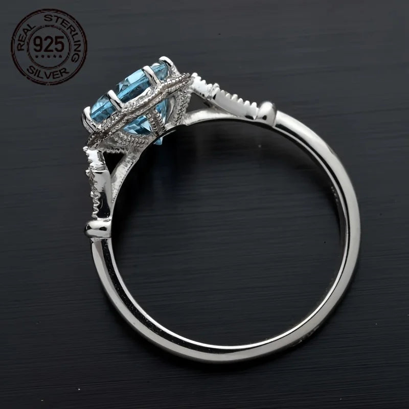 WPOOCC Vintage Inspired 925 Sterling Silver Ring With Oval Zirconia