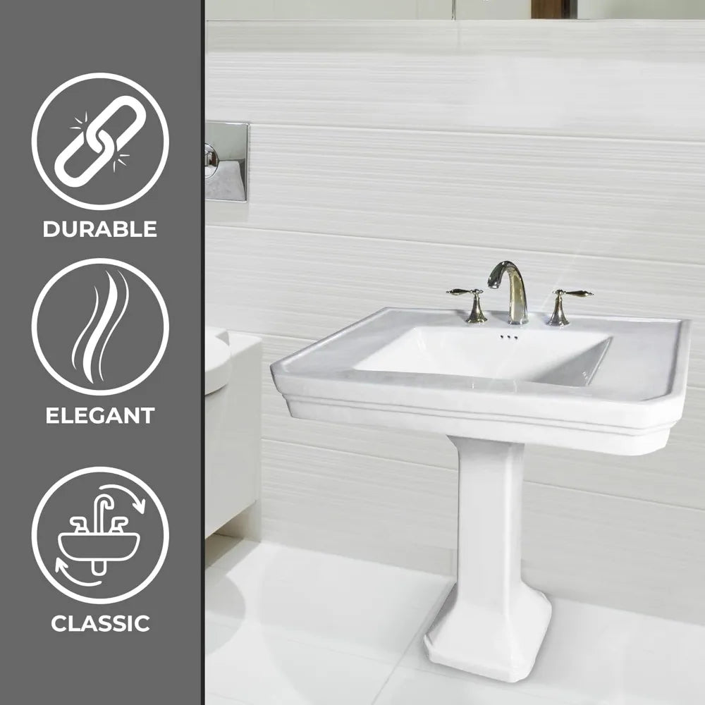 Pedestal Sink Porcelain Pre Drilled Widespread Holes