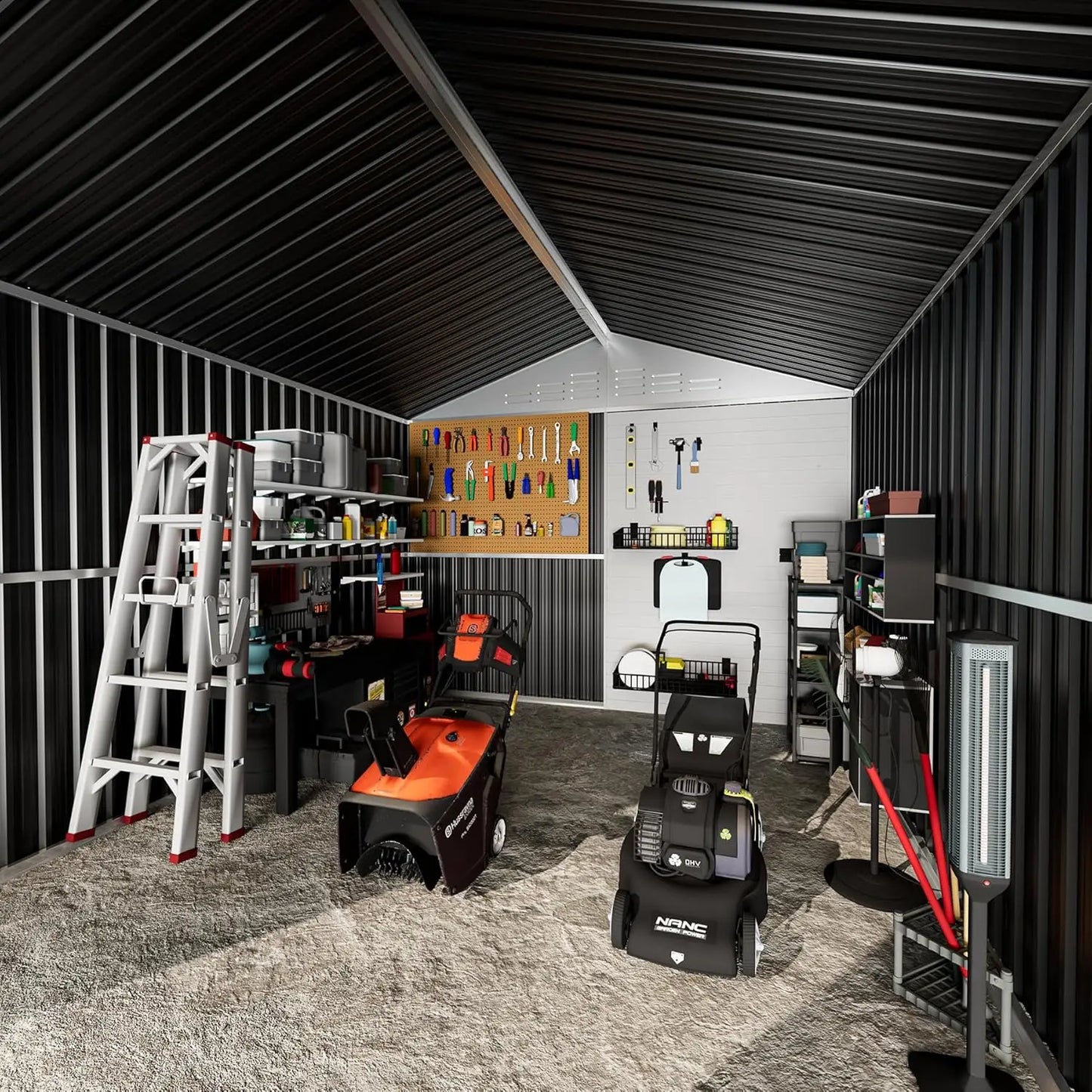 Outdoor Metal Storage Shed With Sliding Door For Backyard