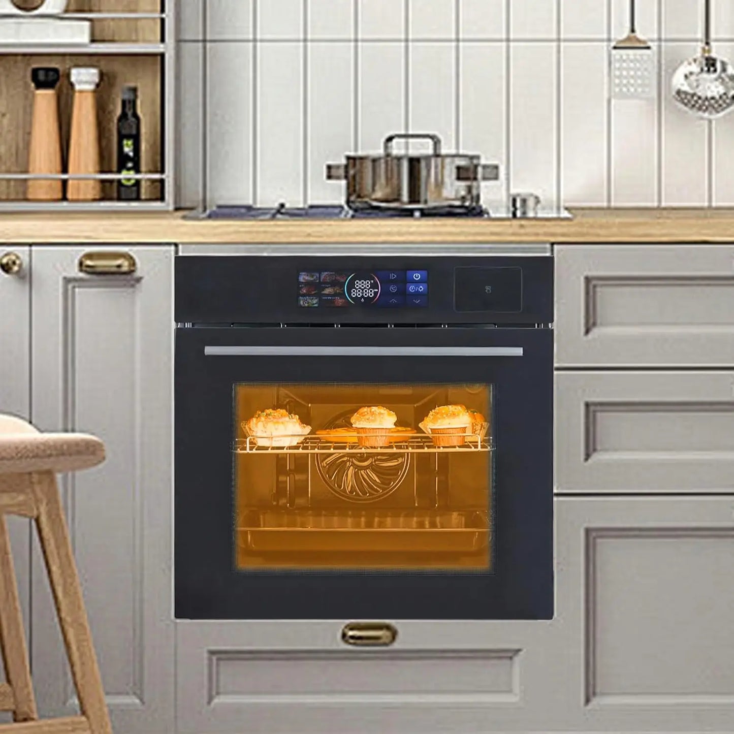 Acekool Built-In Electric Oven 70L Capacity 3000W View Window 8 Functions