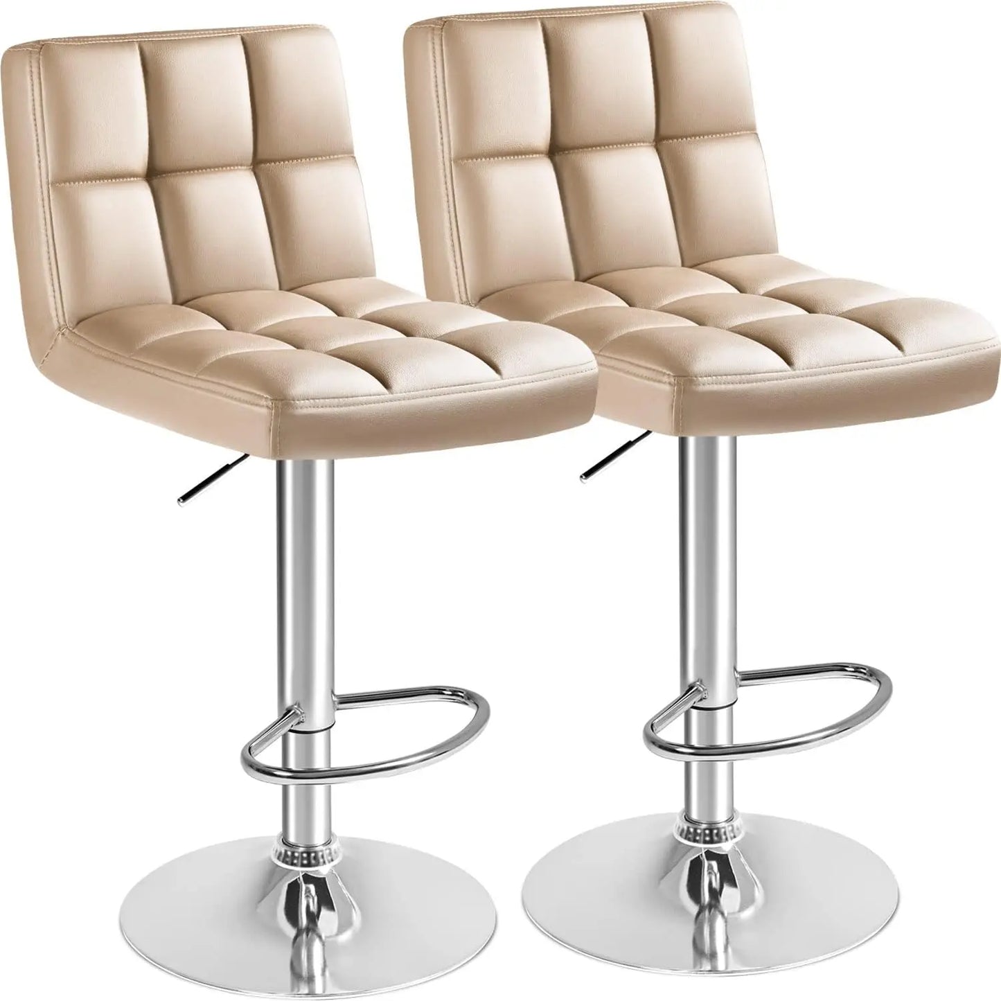 HUANZHUANG Modern PU Leather Swivel Bar Stool Set Of 2