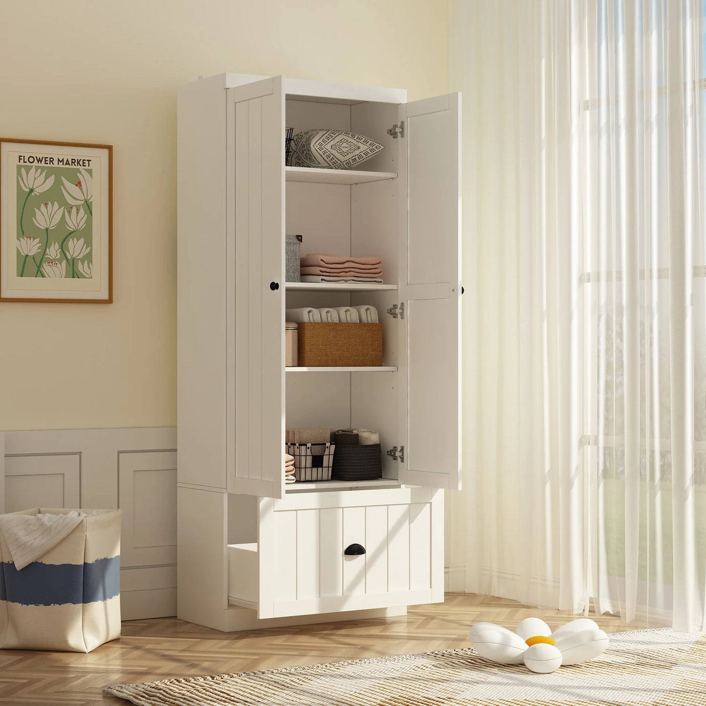 FUFU&GAGA Modern 2-Door Armoire Wardrobe With Drawers