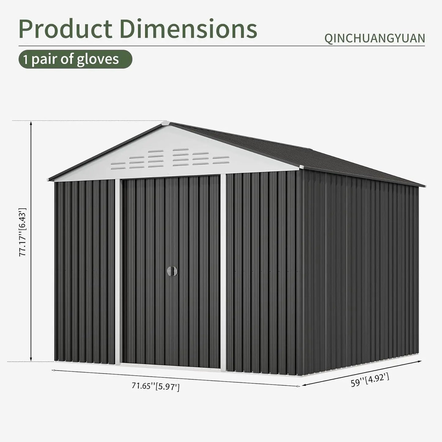 Outdoor Metal Storage Shed With Sliding Door For Backyard