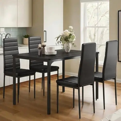 Dining Table Set With PU Leather Chairs