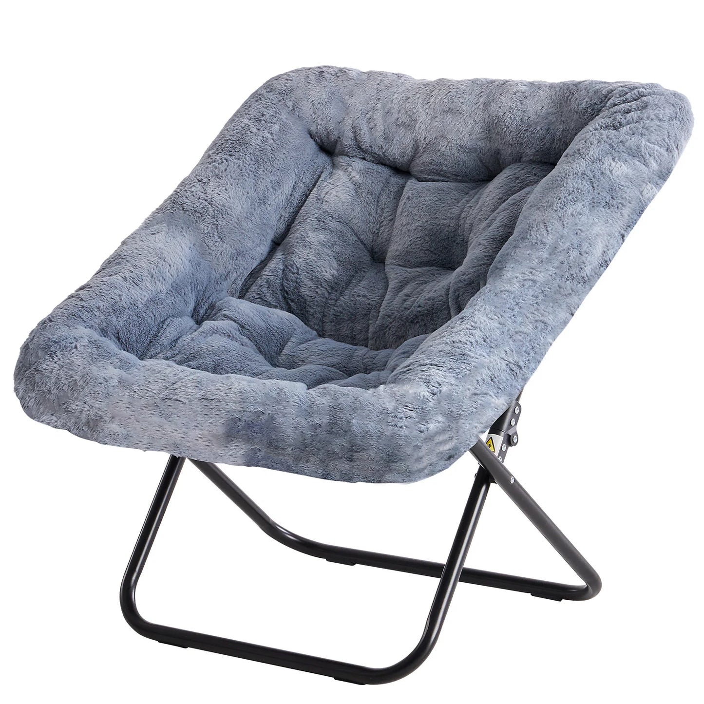 JHK Cozy Faux Fur Saucer Chair With Metal Frame Lounge