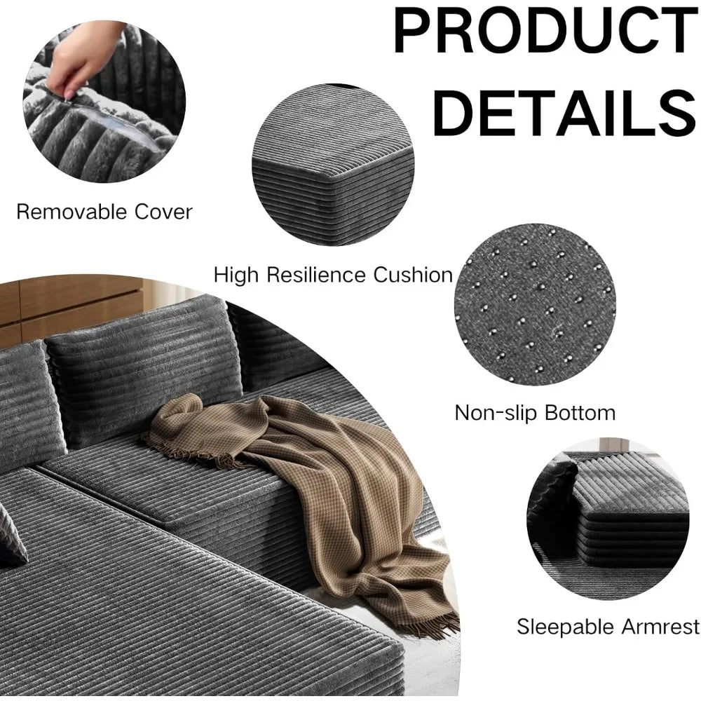 ZHUOTING L Shaped Modular Sectional Sofa Cloud Deep Seat