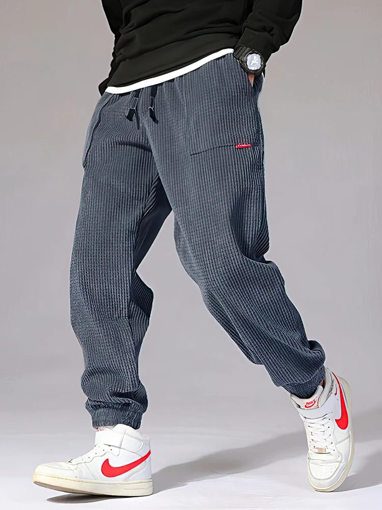 Men Corduroy Thermal Jogger Pants Warm Winter Sweatpants