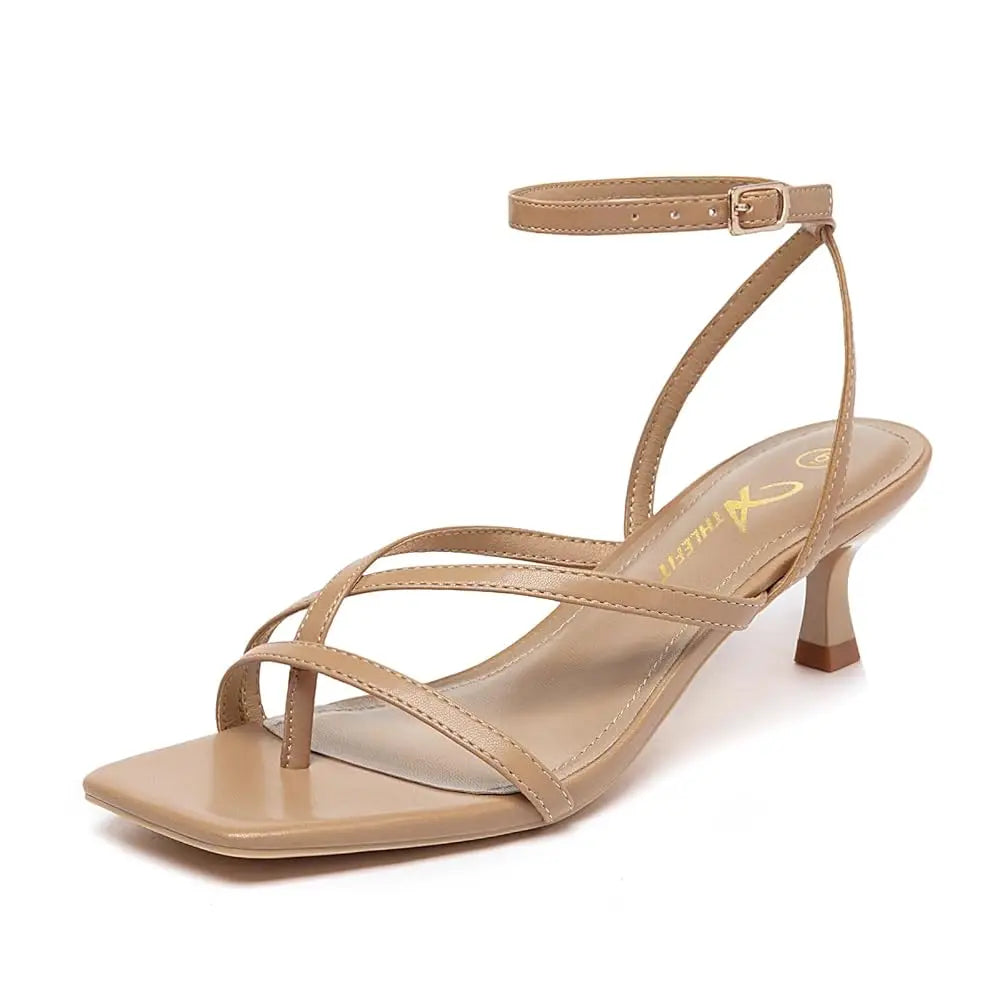 NONE Womens Strappy Kitten Heels Square Toe Sandals