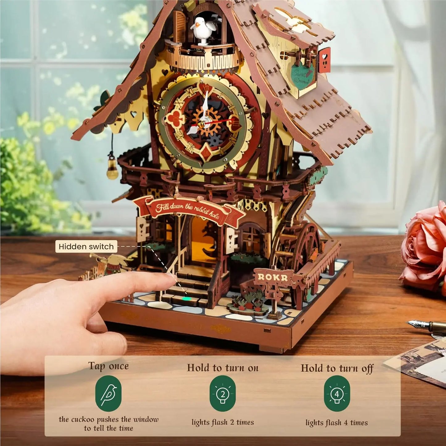 Robotime Rokr 3D Wooden Puzzle Cuckoo Clock Kit Forest