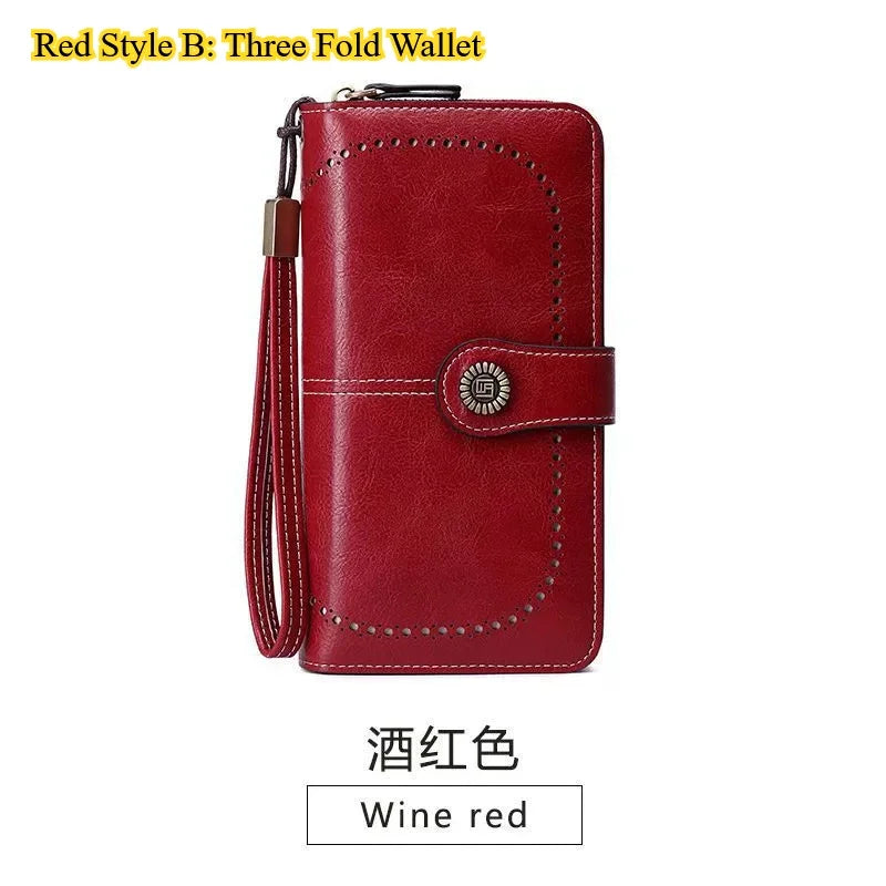 NONECN Anti-Theft PU Leather Women Wallet Long Zipper