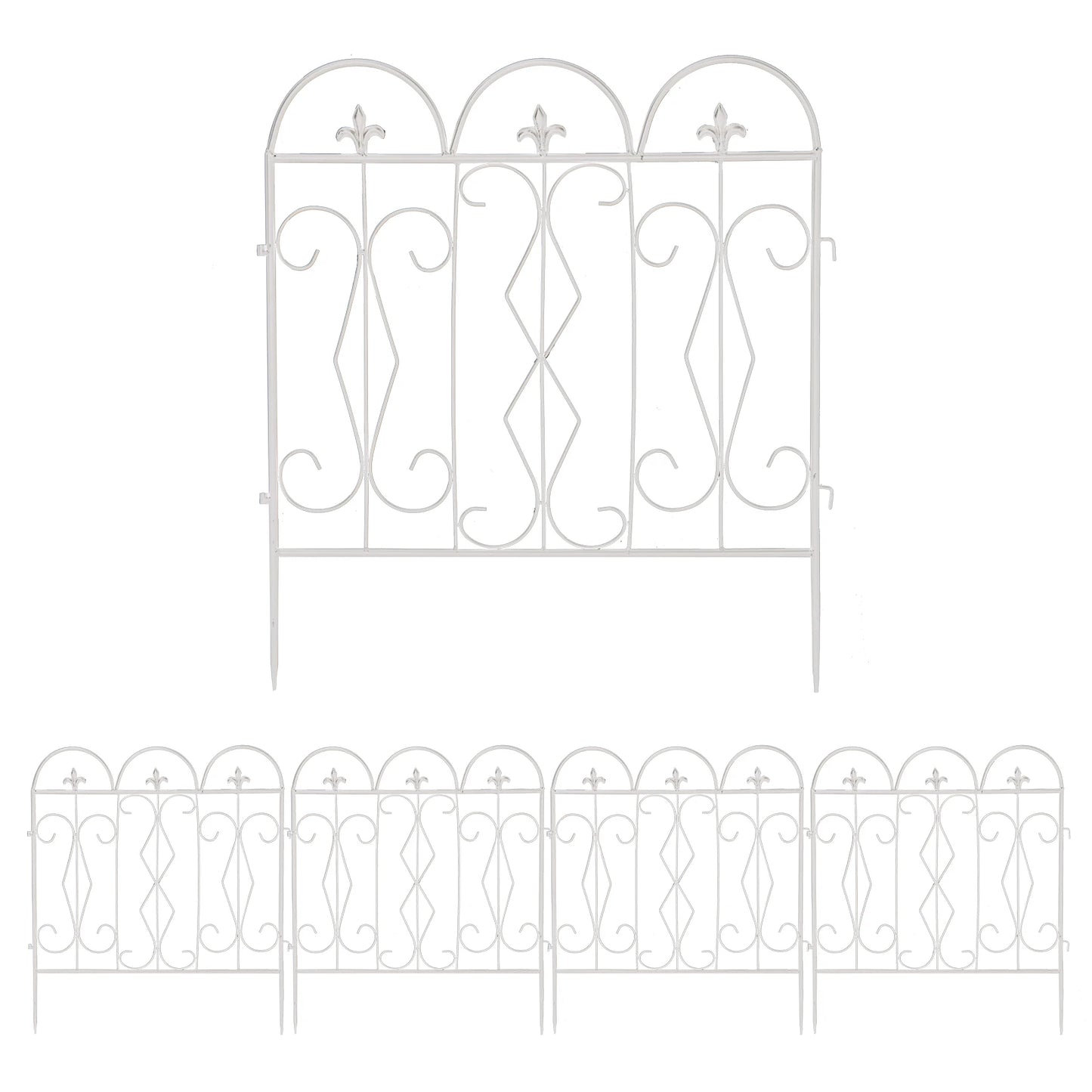 Outdoor Rustproof Metal Garden Border Fence 5 Piece Set