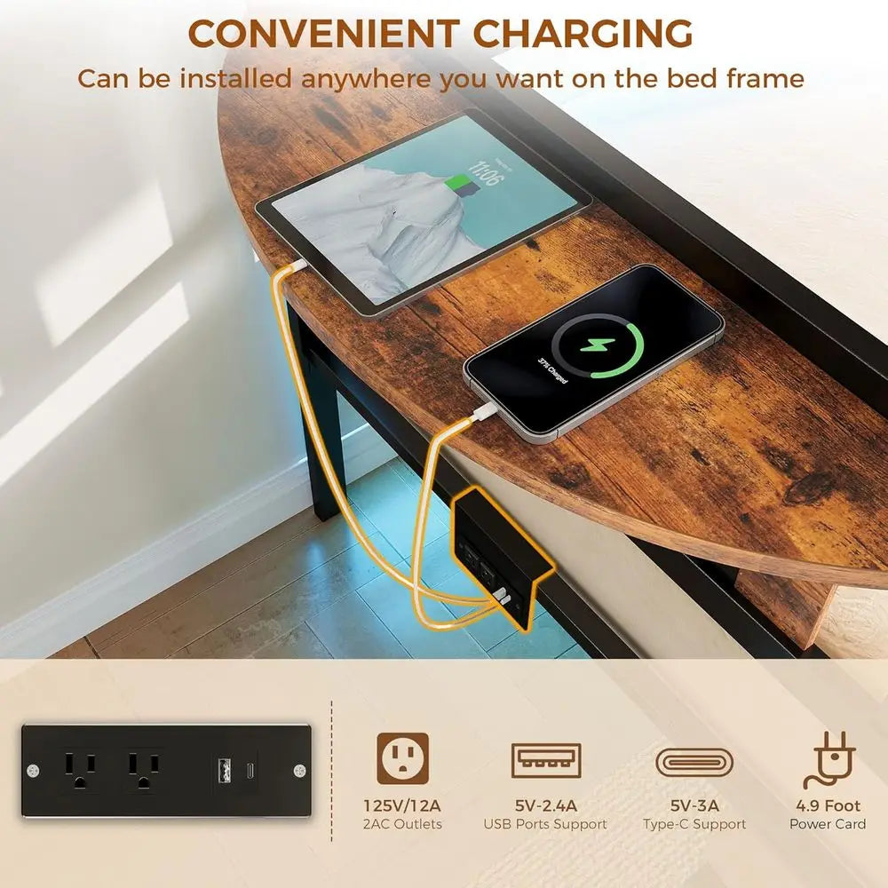 Likimio Daybed With Trundle And LED Lights Charging Station