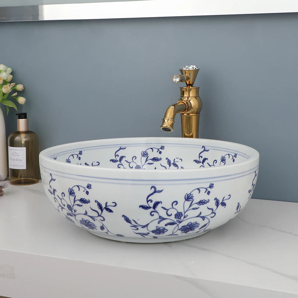 Torayvino ZAPPO Ceramic Round Basin Sink and Faucet Combo