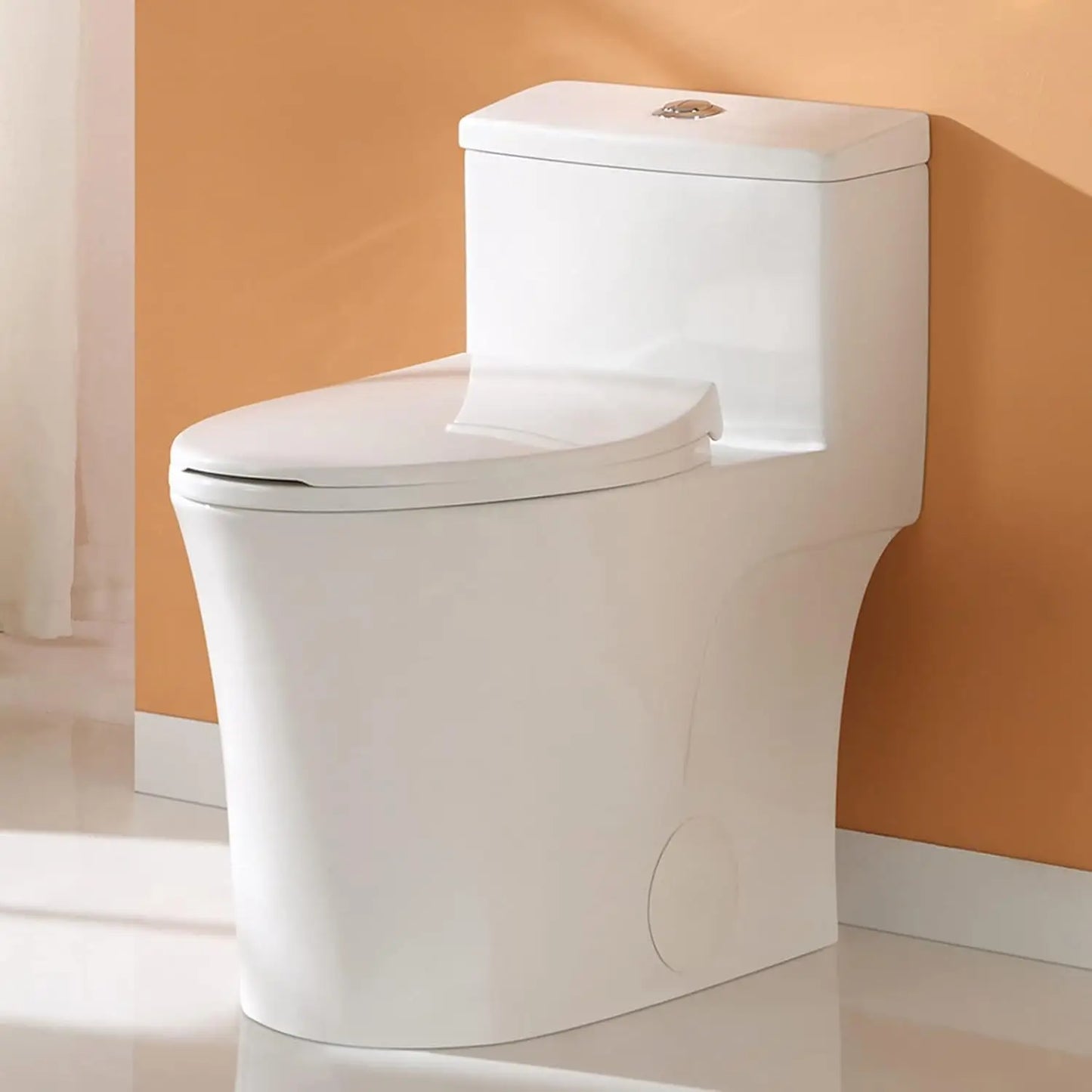 Feature T0338W Compact One Piece Toilet Elongated Dual Flush