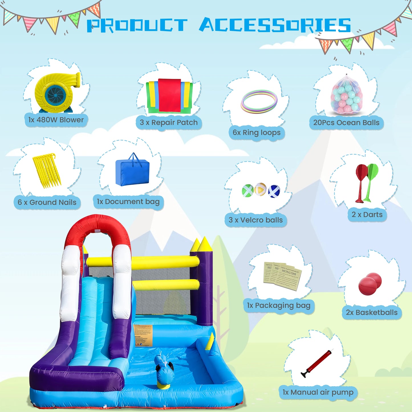 RTS Inflatable Water Slide Bounce House For Kids Party