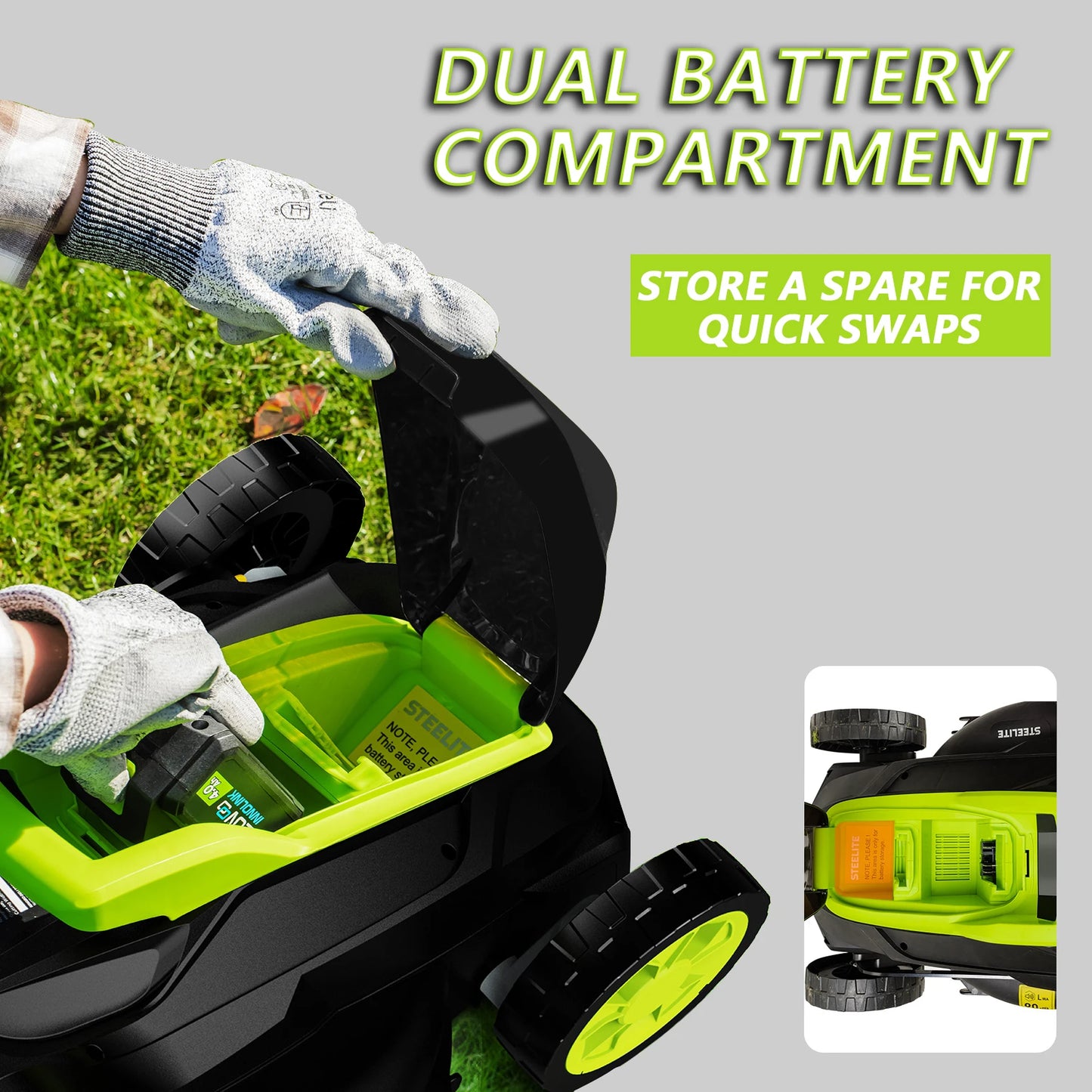 Deli Cordless Brushless 21V 4Ah Battery Electric Lawn Mower 2 In 1 With Charger Included