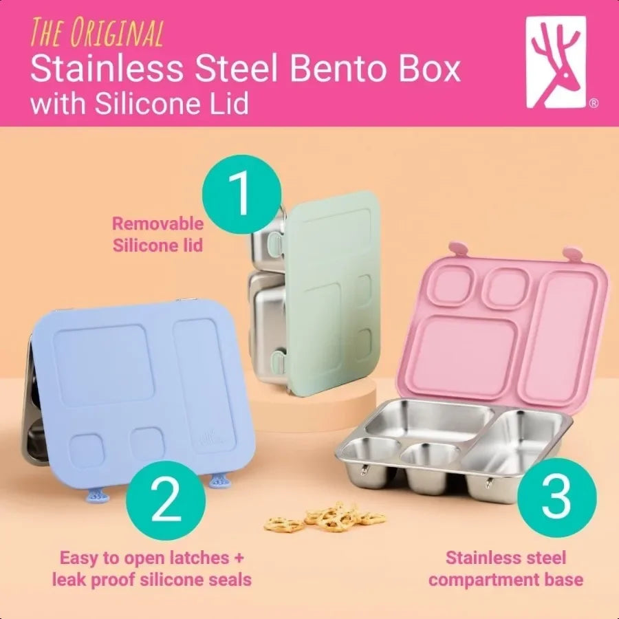 Stainl Steel Bento Box With Silicone Lid Leakproof Toddler Lunch