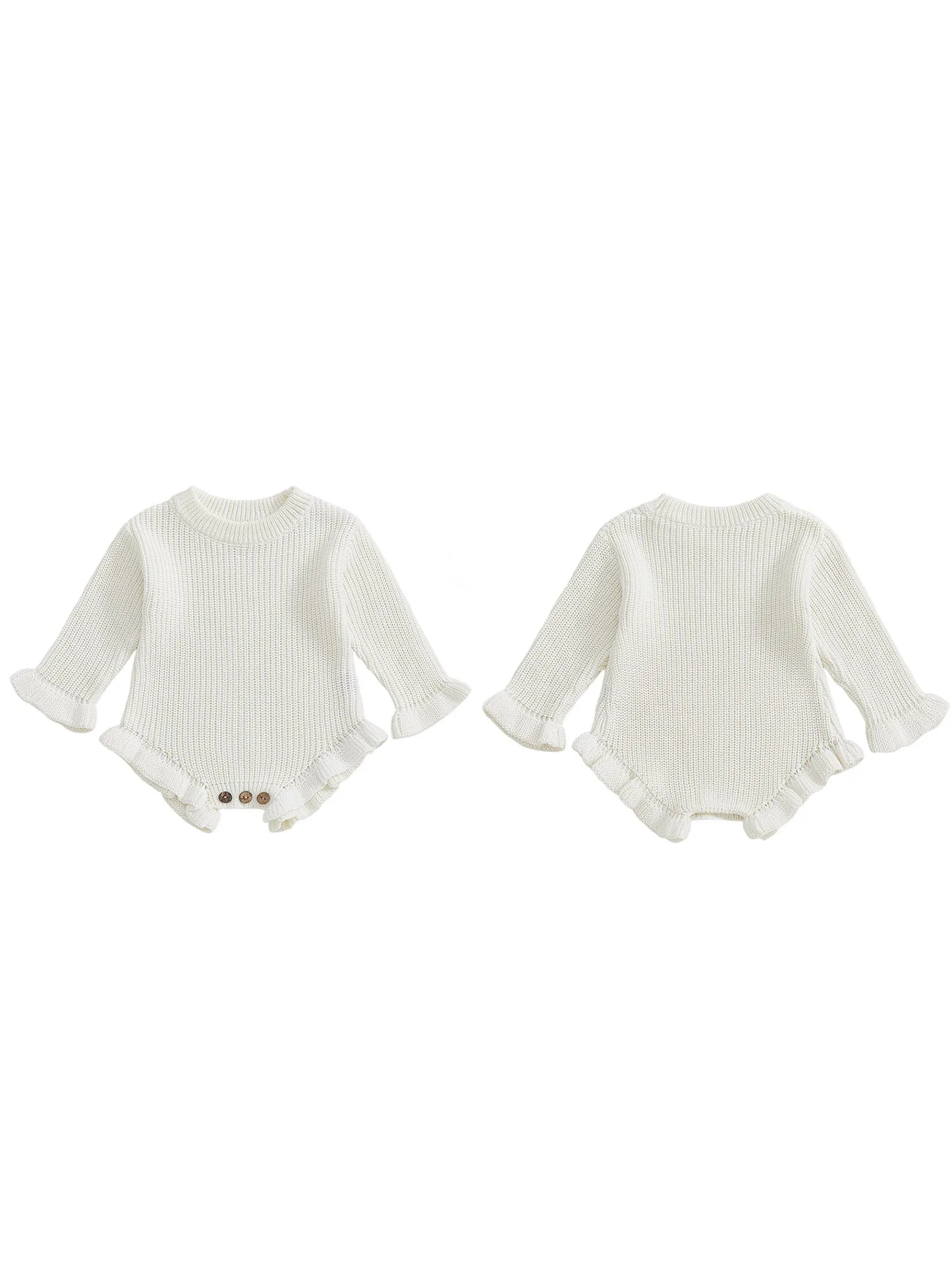 Infant Autumn Knit Bodysuit With Ruffled Sleeves