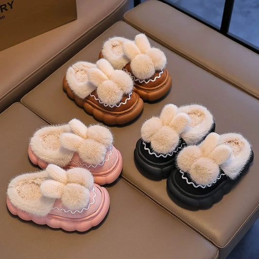 Kids Winter Cotton Slippers Slip On Soft Non Slip Soles