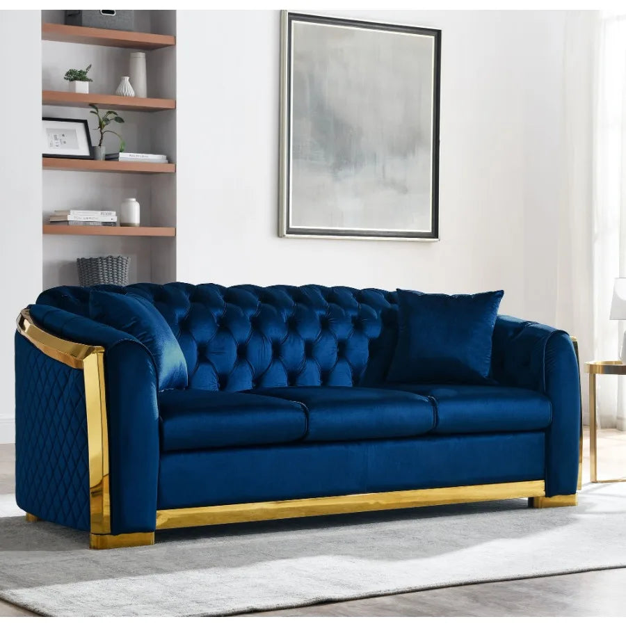 Hign-concerned Velvet Chesterfield Sofa Set For Living Room