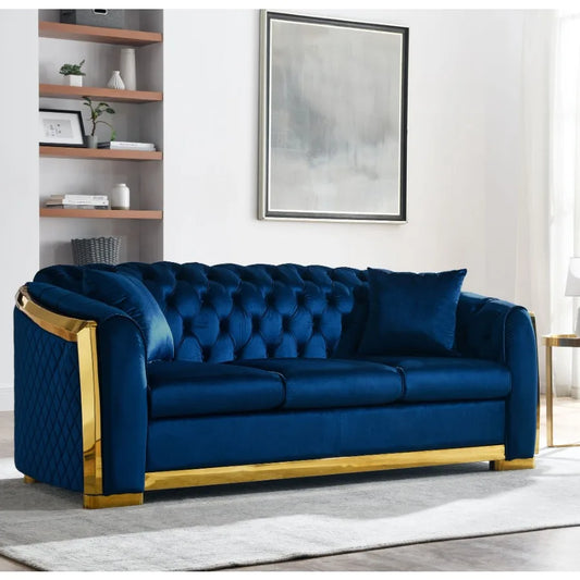 Hign-concerned Velvet Chesterfield Sofa Set For Living Room