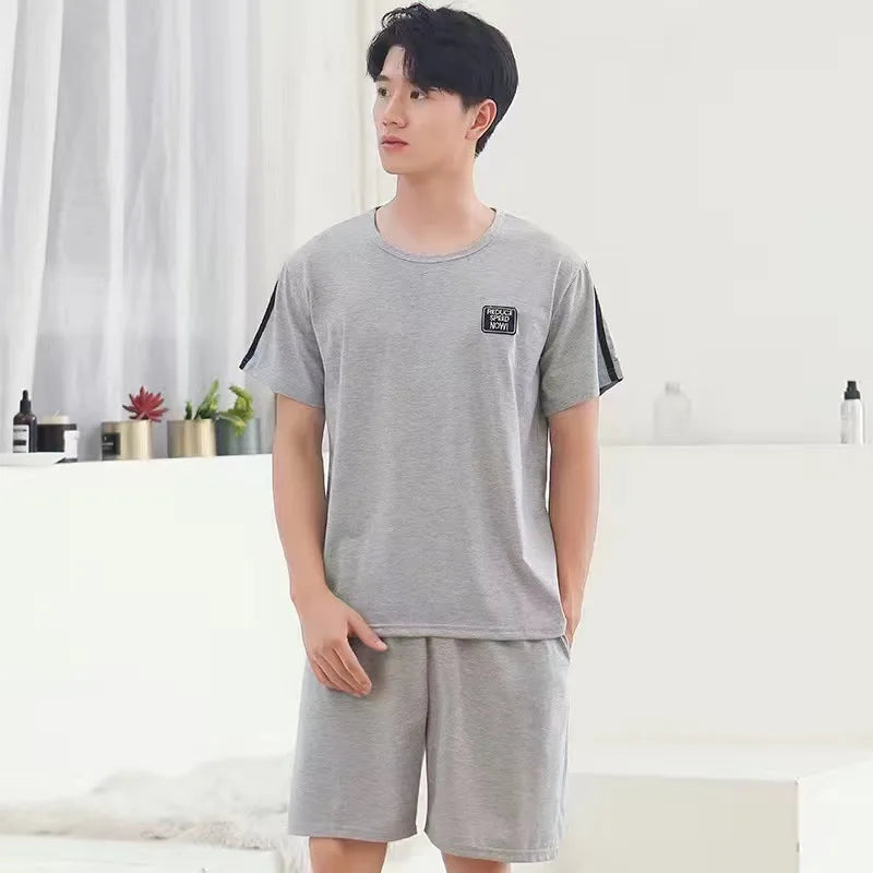Cotton Men's Pajama Top And Bottom Set