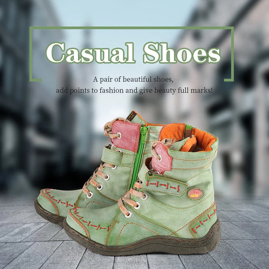 TMA EYES Womens Winter Leather Boots With Slip On Closure