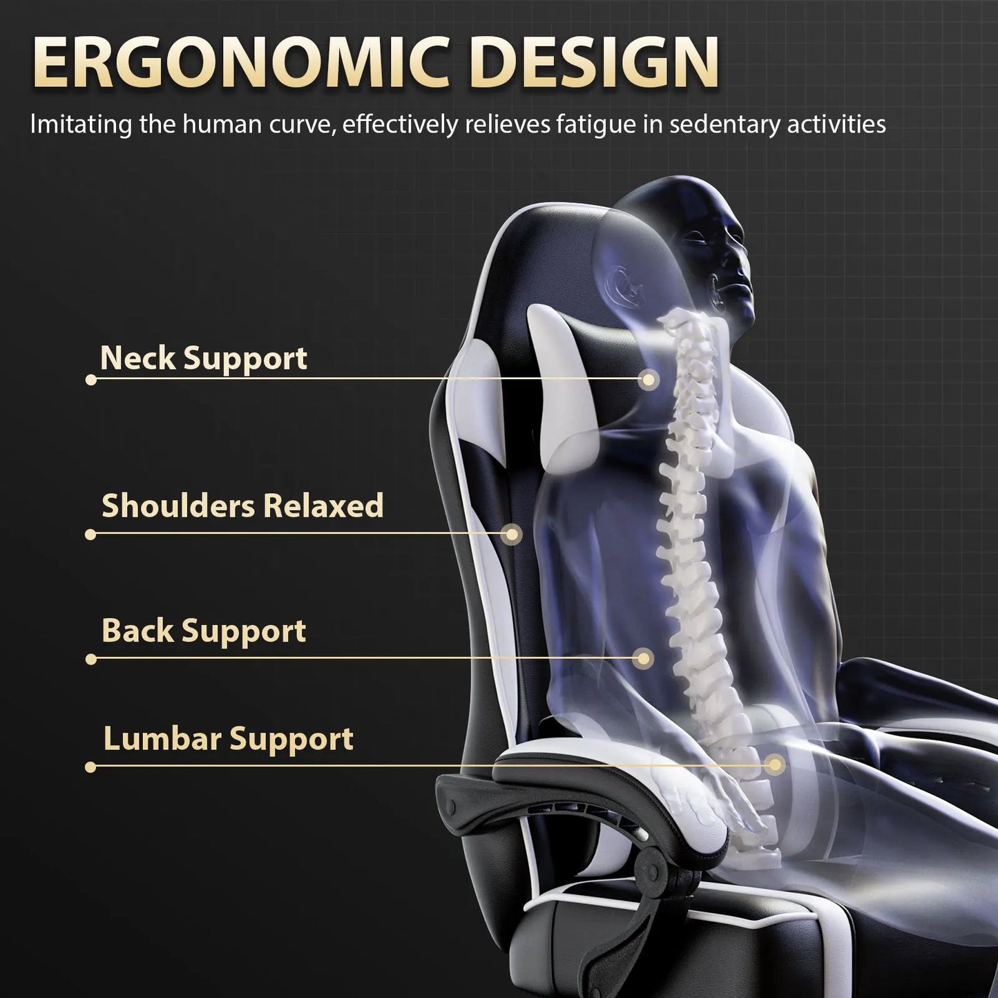 AnYu Furniture Ergonomic Gaming Chair Recliner With Massager
