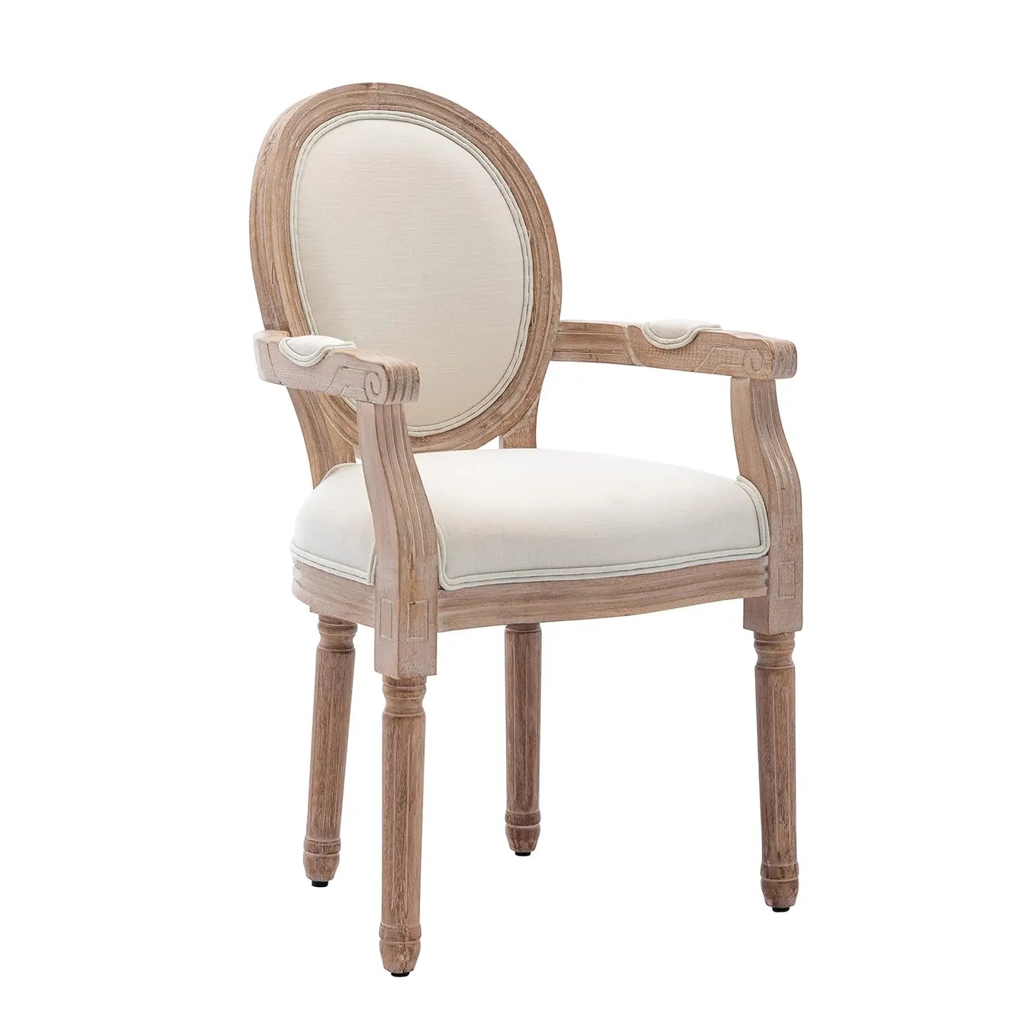 French Round Back Upholstered Dining Chairs Set 2 Solid Wood