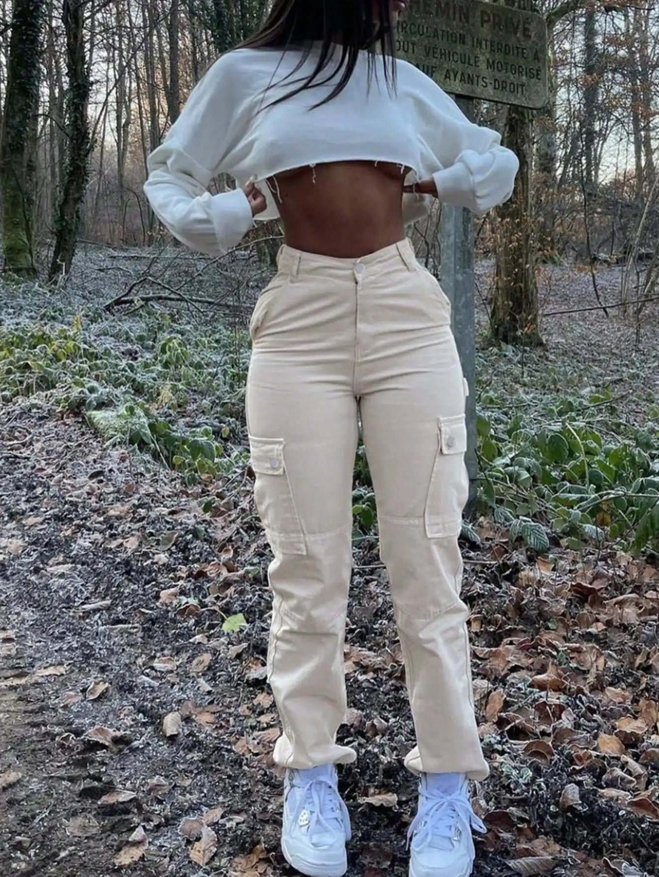 Women's Cargo Pants High Waisted Stretch Straight Leg Workwear