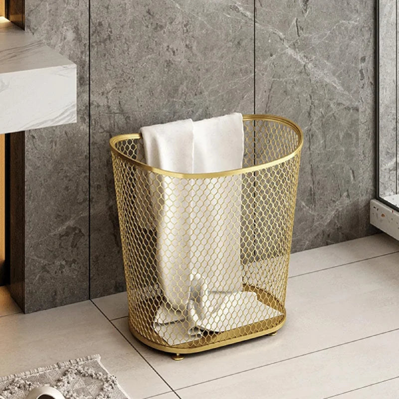 Metal Laundry Hamper With Mesh Basket For Dirty Clothes