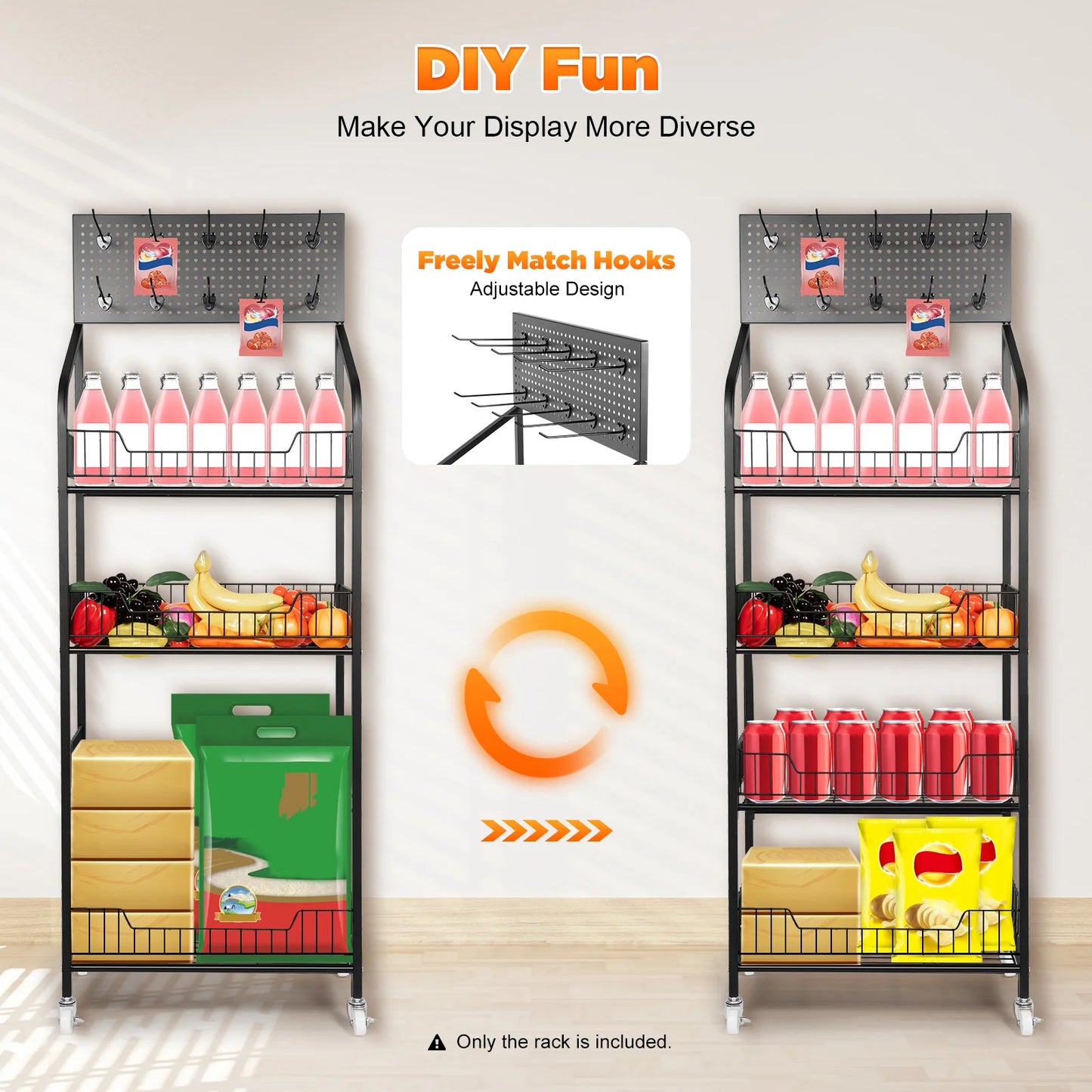 Bymaocar 4 Tier Wheel Display Rack For Retail Shelving