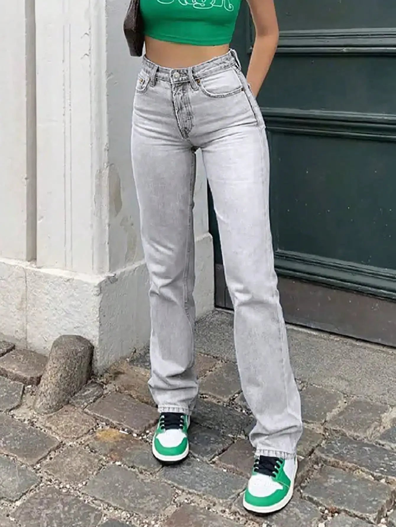 Women High Waist Stretch Straight-Leg Denim Jeans Classic