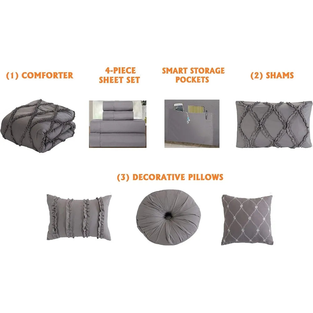 Elegant Comfort Infinity Design 10 Piece Bed In A Bag Set