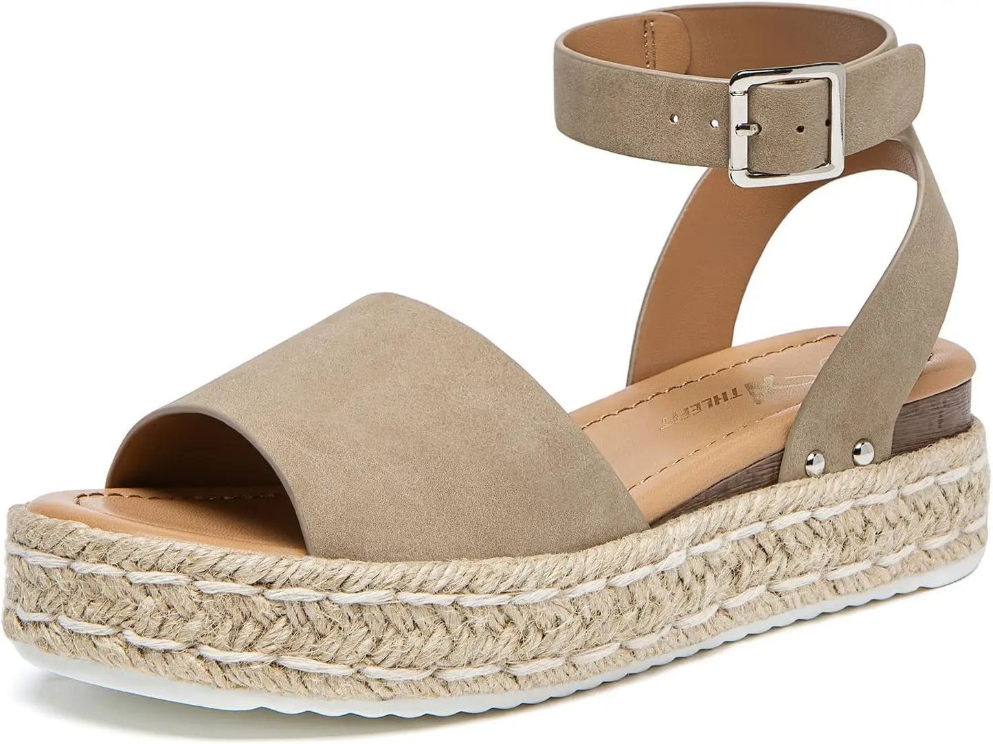 Athlefit Womens Platform Espadrille Wedge Sandals Open Toe Buckle