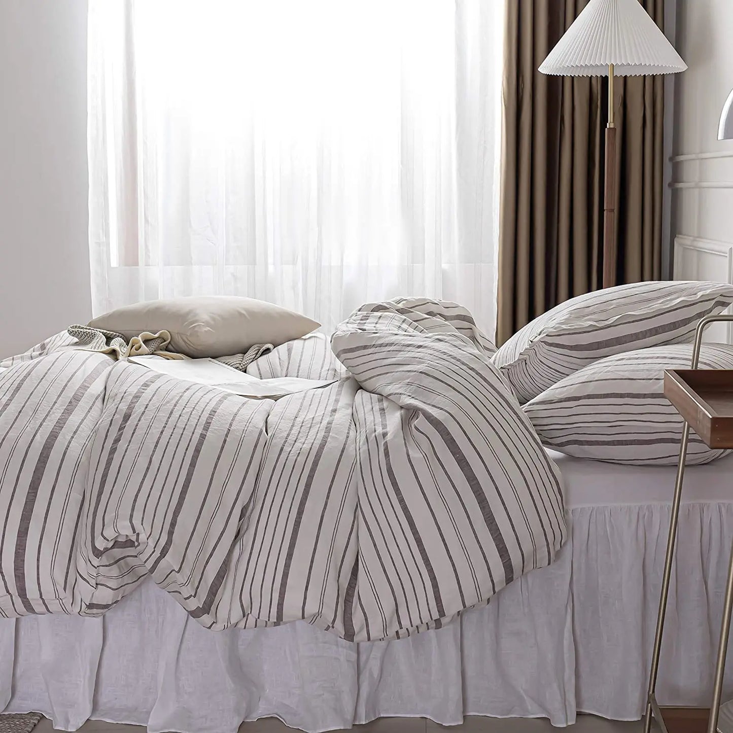 Simple Opulence 100 Linen Duvet Cover Set 3Pcs Striped