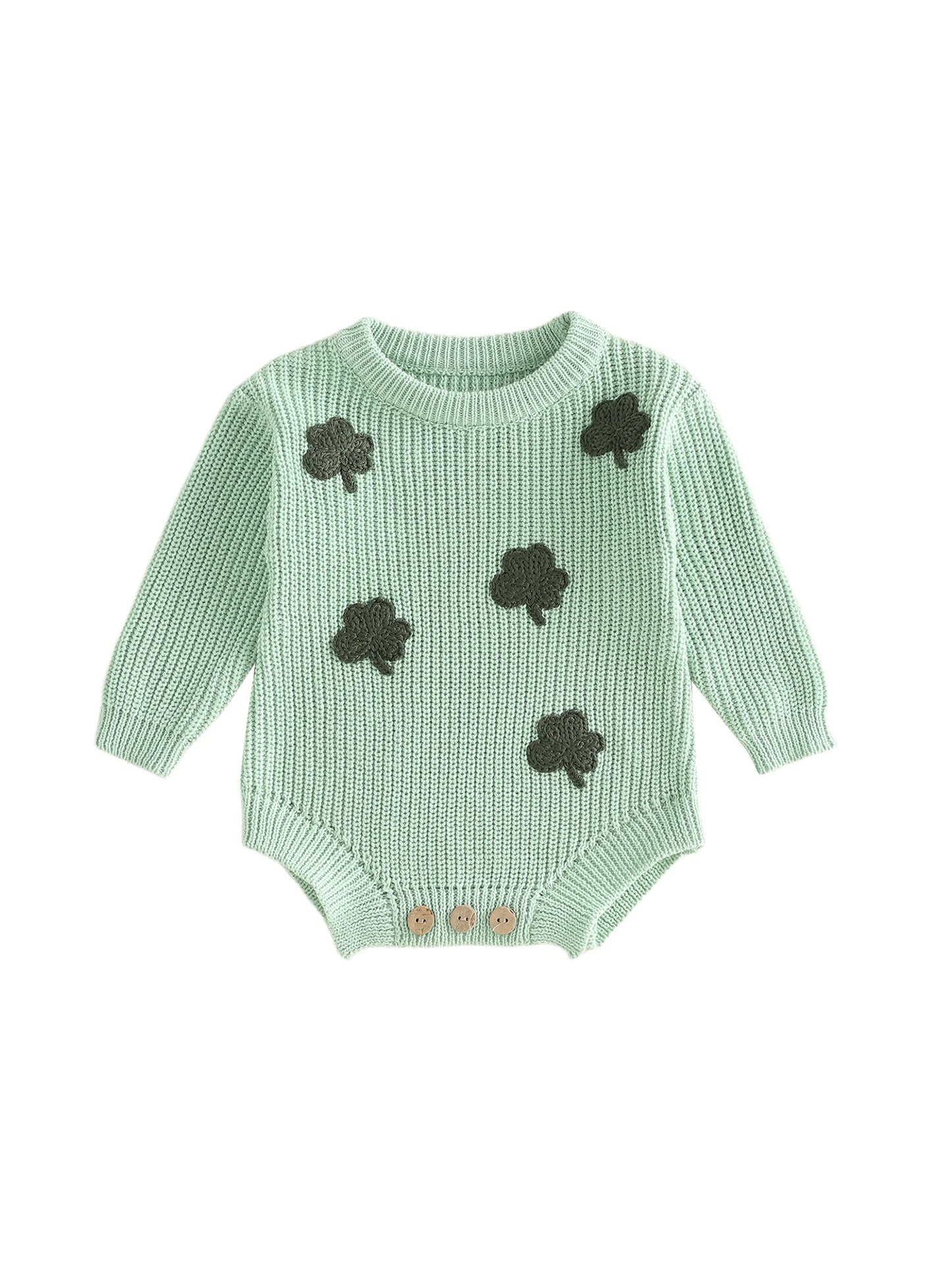 NONECN Adorable Newborn Romper Featuring Shamrock Embroidery