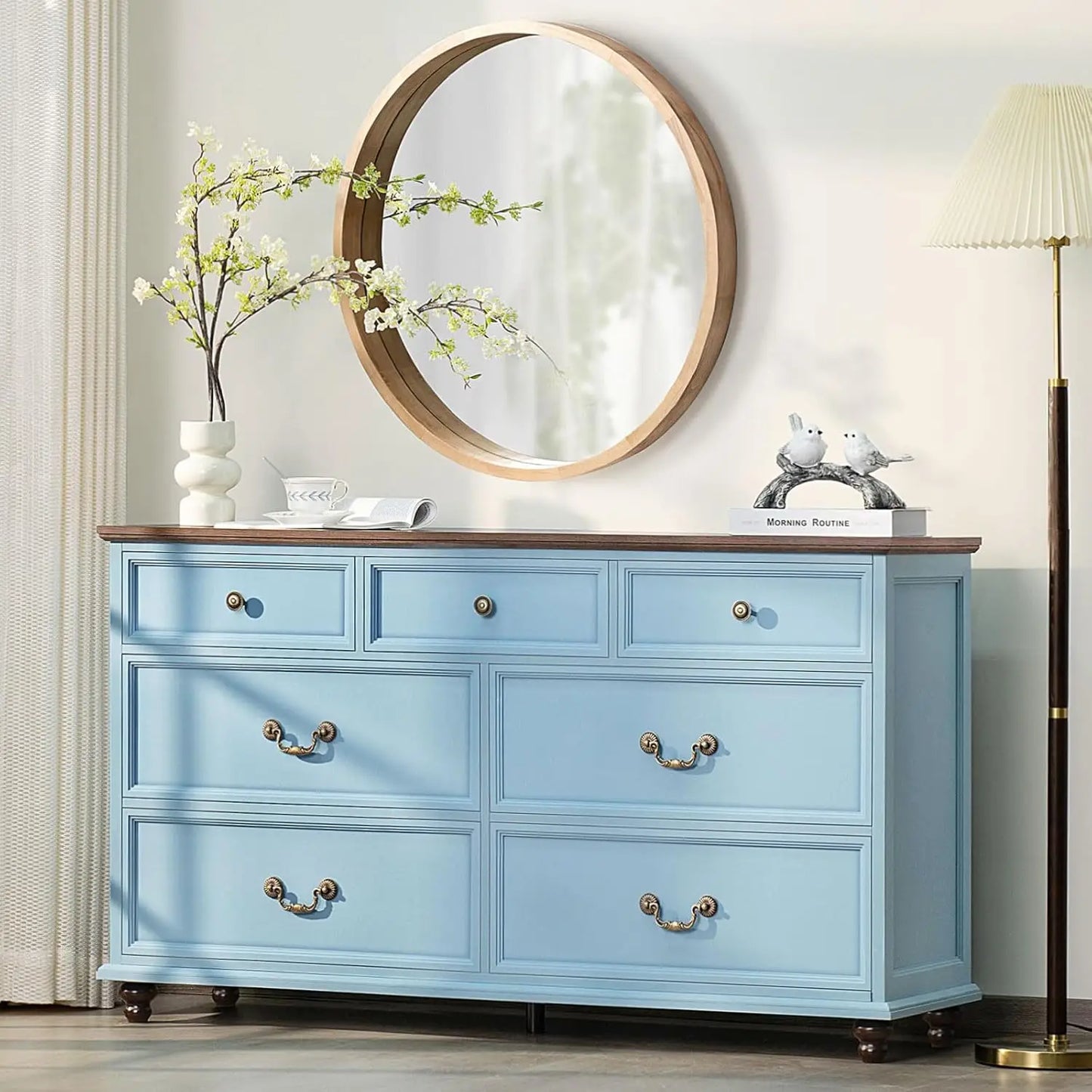 Farmhouse Rustic 7-Drawer Dresser for Bedroom