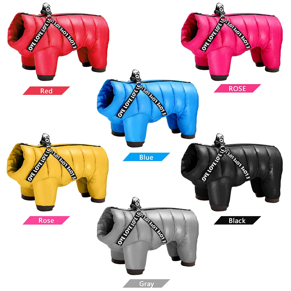 Pet Artist Warm Waterproof Dog Coat With Adjustable Harness