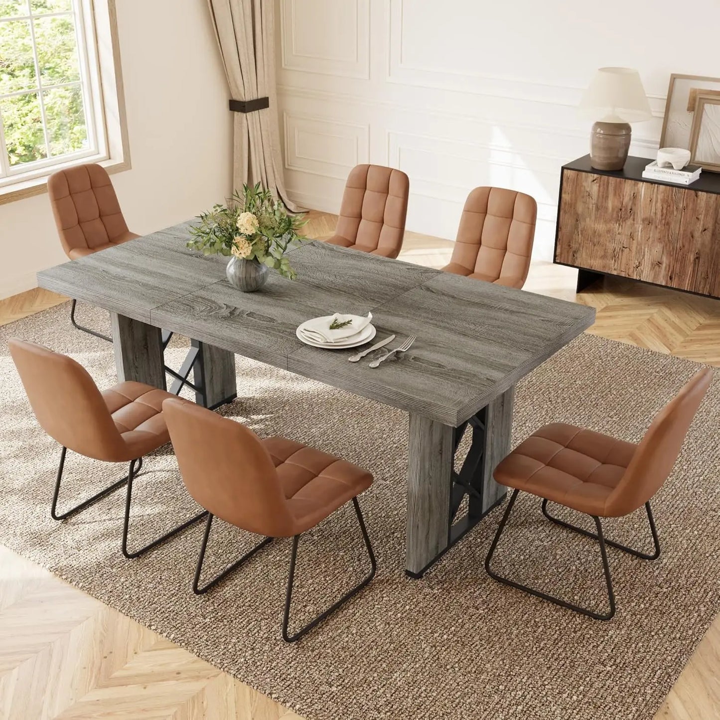 Angduo 3 Piece Dining Table Set Rectangular Table Benches