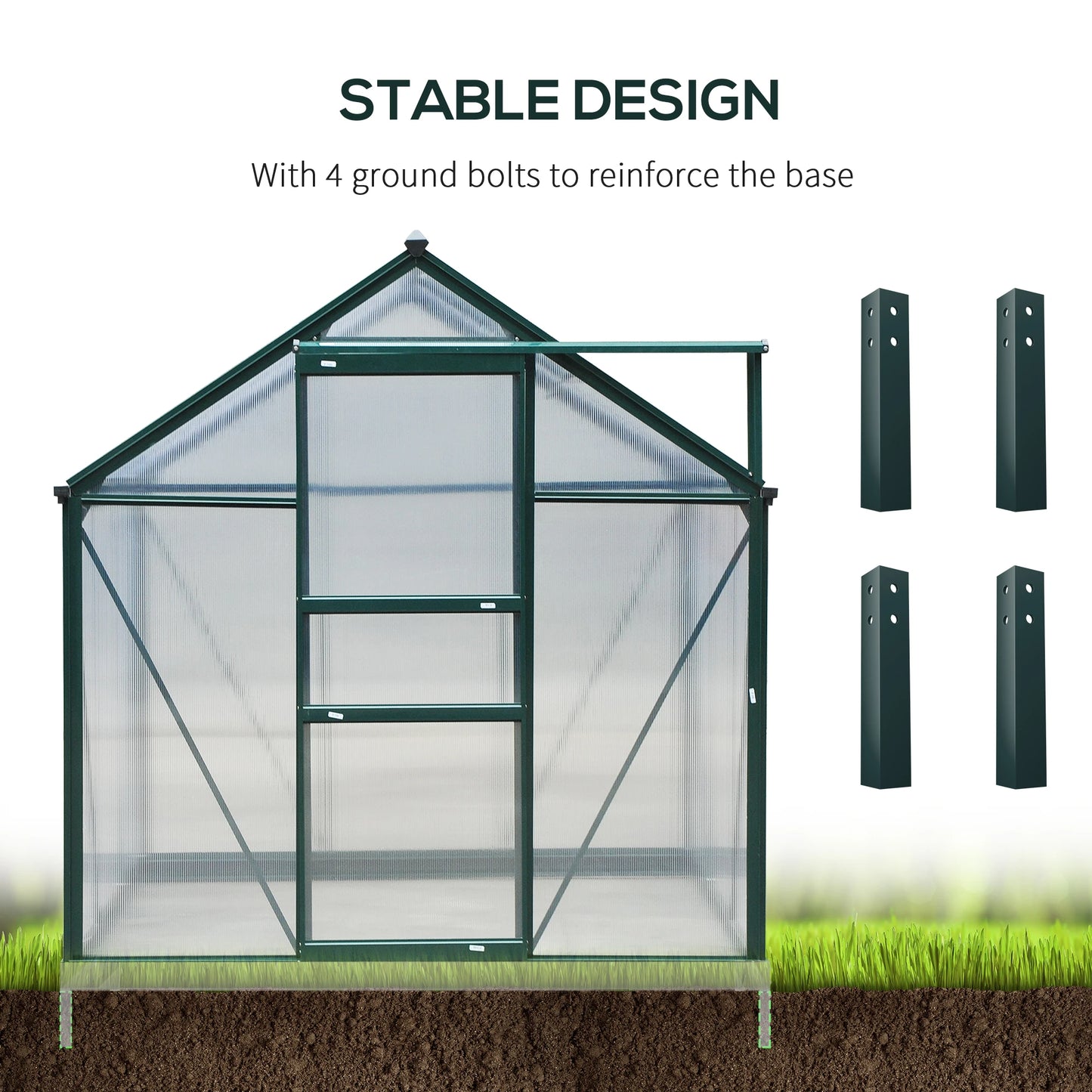 Outsunny Walk-In Greenhouse Aluminum Frame Polycarbonate