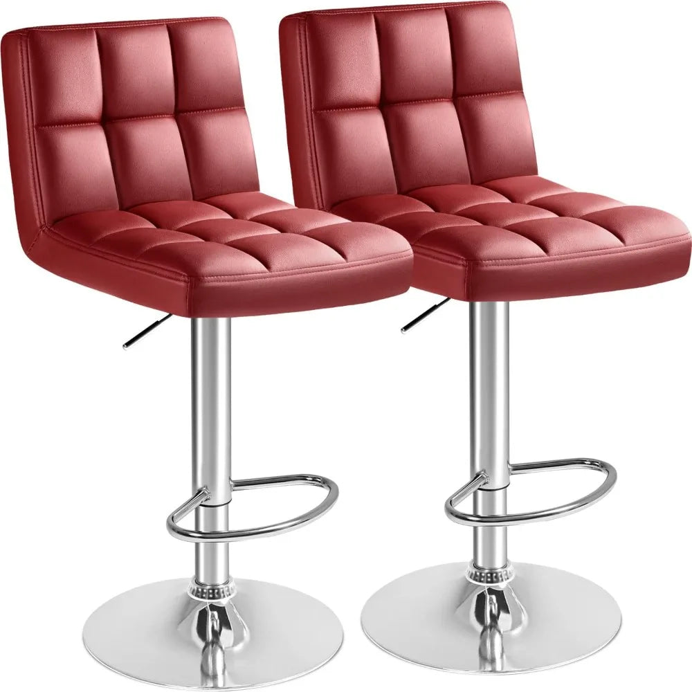 HUANZHUANG Modern PU Leather Swivel Bar Stool Set Of 2