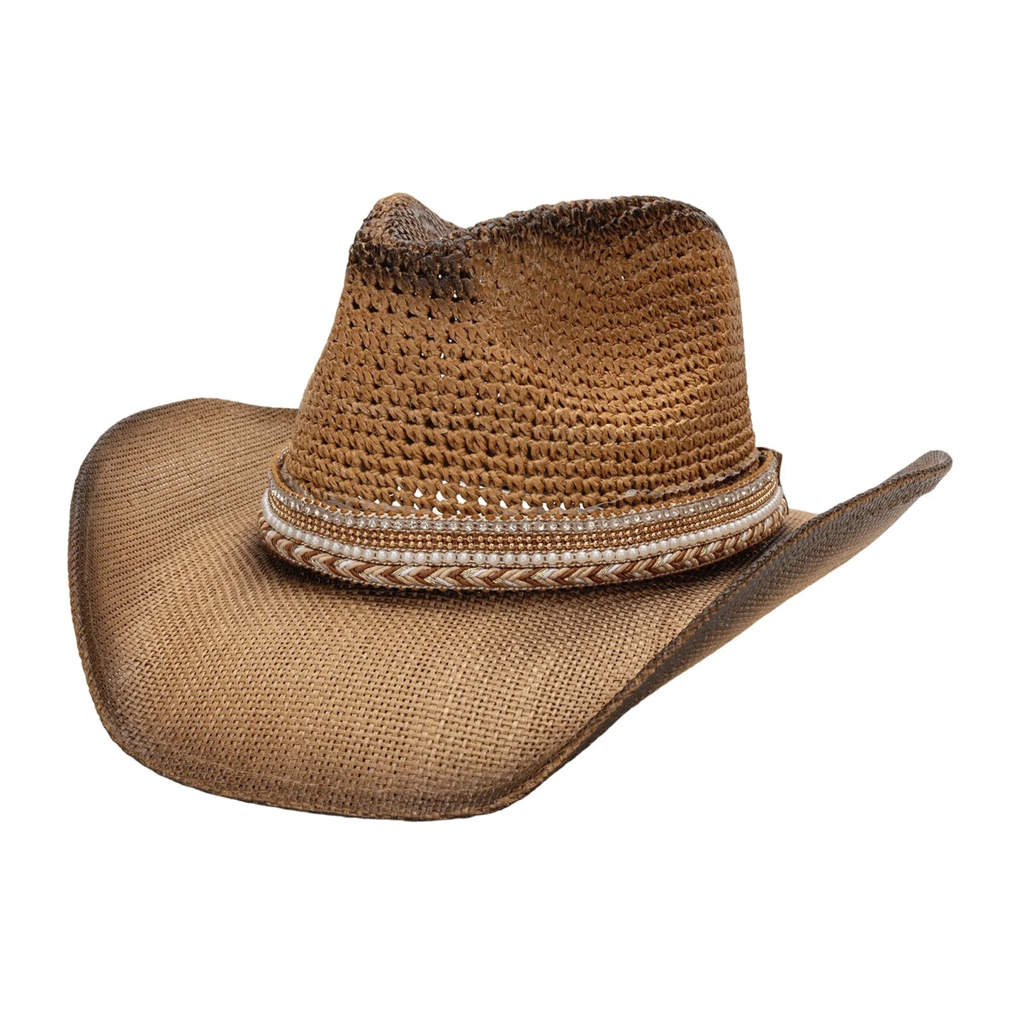 NONECN Unisex Wide Brim Straw Sun Hat Western Cowgirl Style