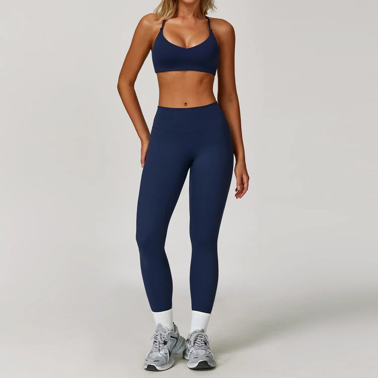 NONECN Womens Yoga Set 2 Piece Sportswear With High Waist Leggings