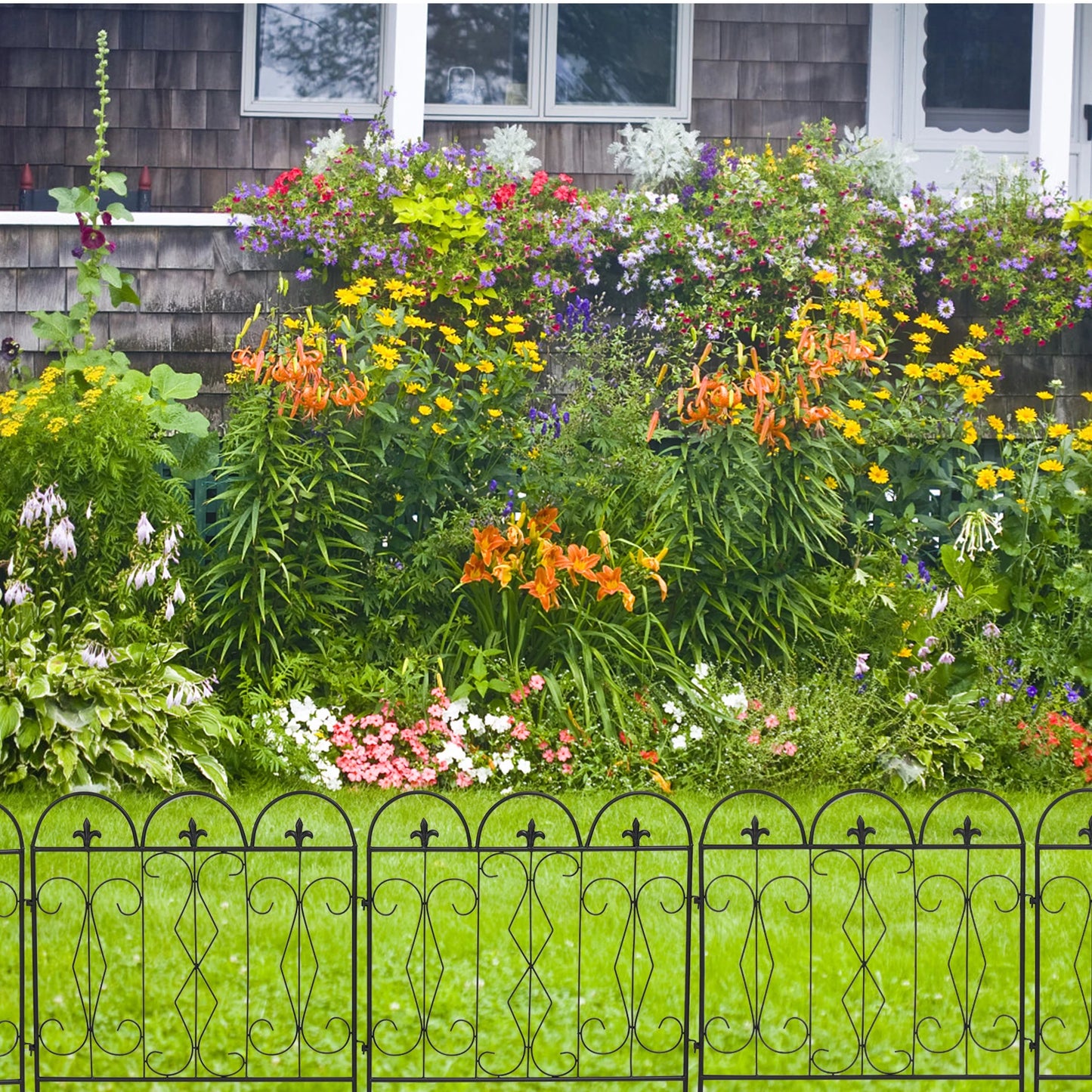 Outdoor Rustproof Metal Garden Border Fence 5 Piece Set